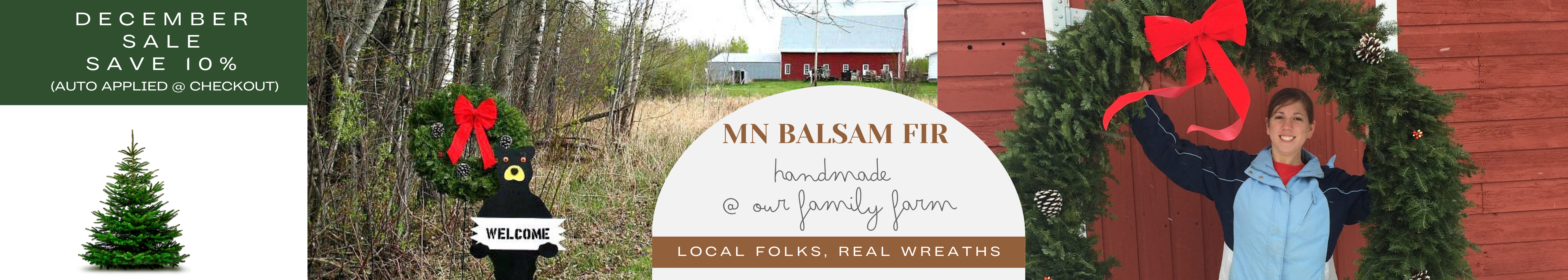 Fresh Balsam Fir Christmas Wreaths Handmade at our Minnesota Farm